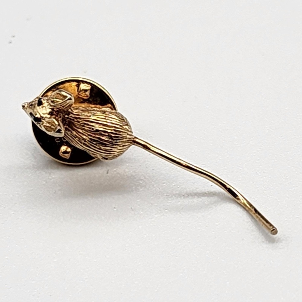 Gold Mouse Pin Tie Tack Cute Whimsical piece